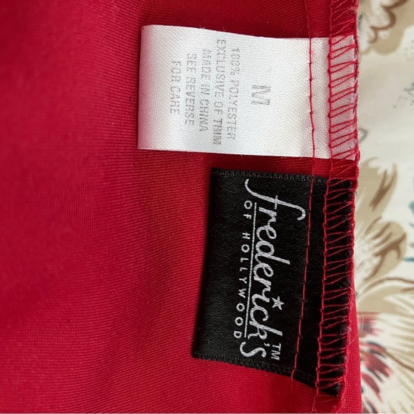 Frederick's of Hollywood Red Satin Black  Lace Slip Dress - Picture 7 of 8